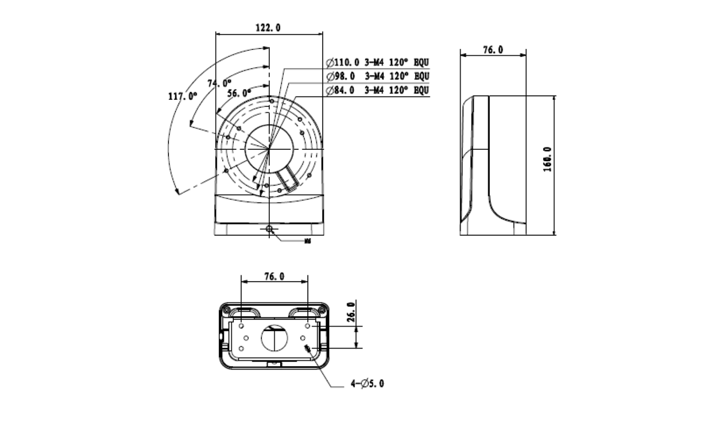 Настенный кронштейн RVi-1BWM-3 white